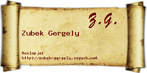 Zubek Gergely névjegykártya